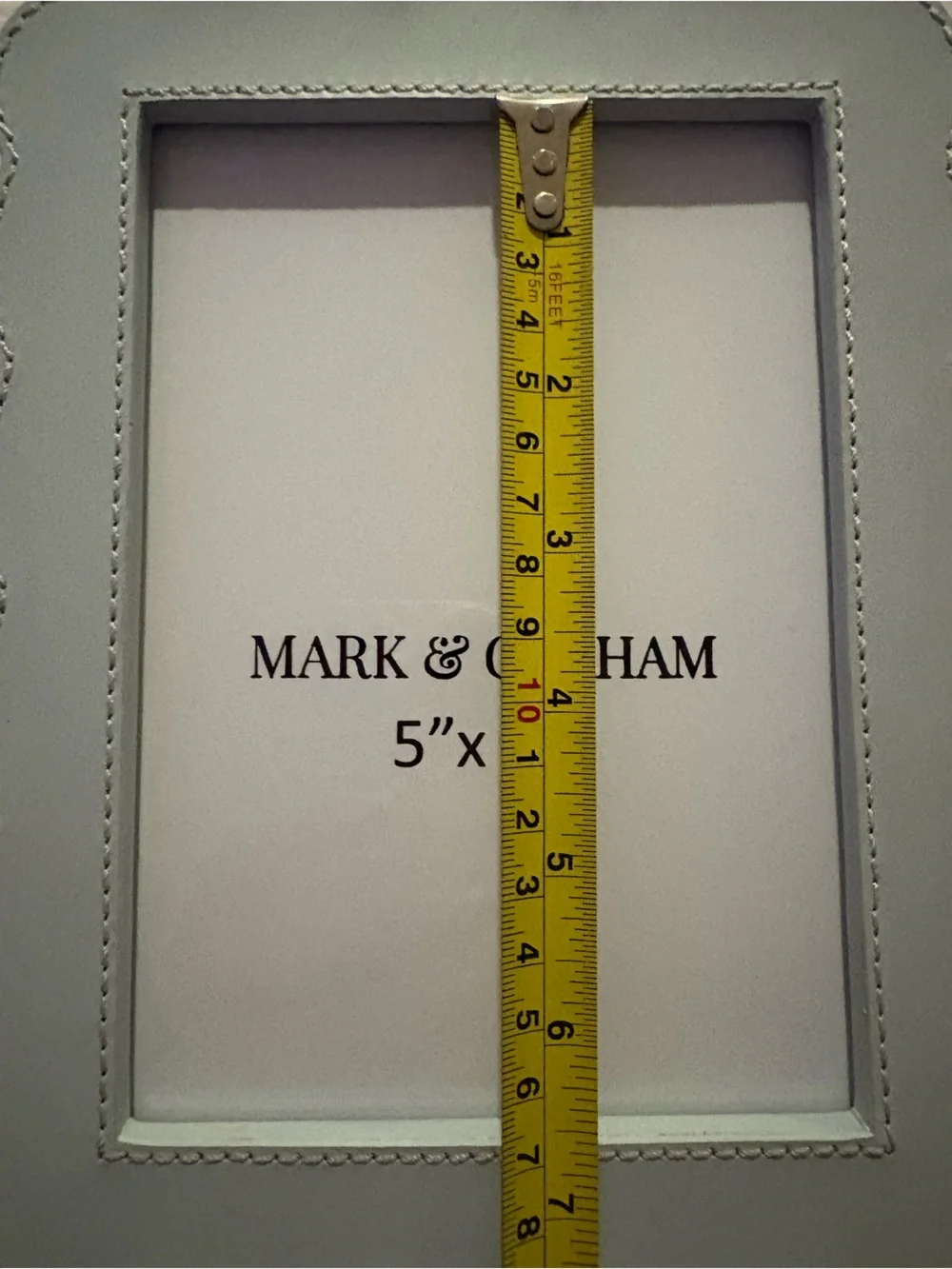 Mark & Graham 5” x 7” baby blue scalloped leather picture photo frame new